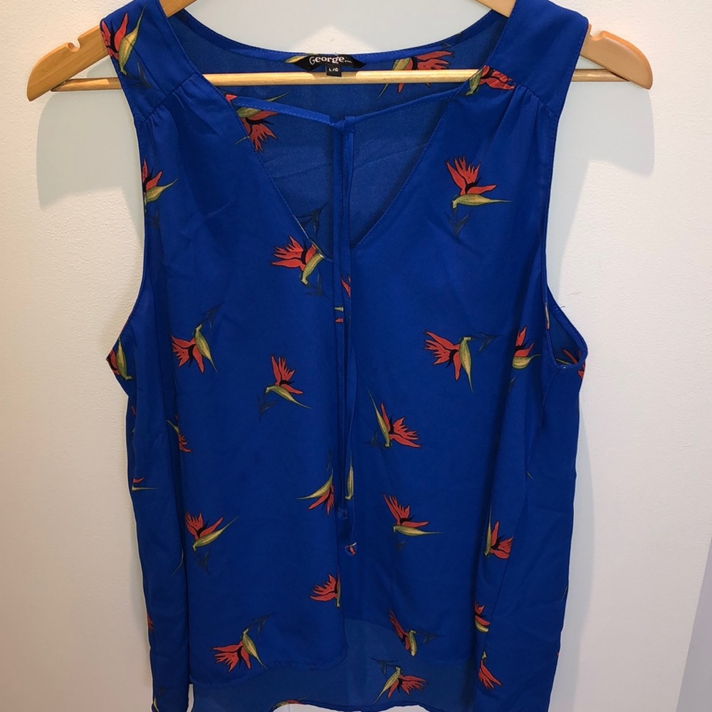 SzL  COBALT BLUE FLOWY TANK